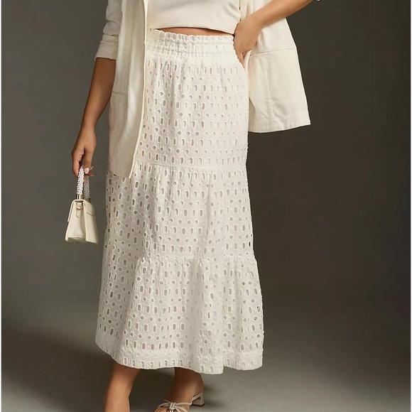 NWT Anthropologie Somerset White Eyelet Maxi Skirt Xl - Picture 7 of 7